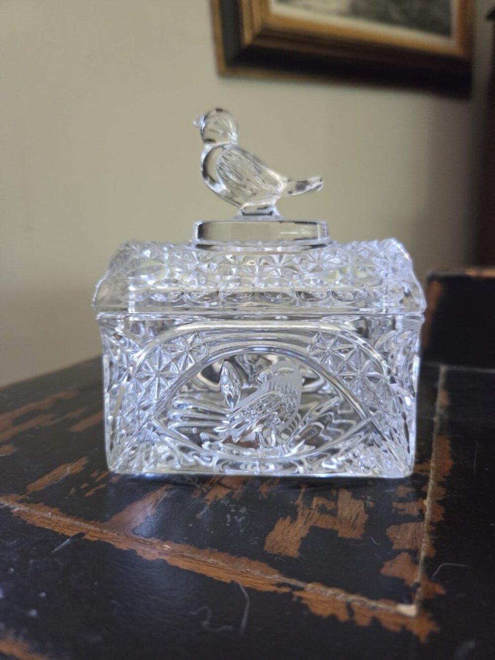 Small Lead Crystal Trunk Trinket Box Byrdes Collection by Hofbauer Bleikristall